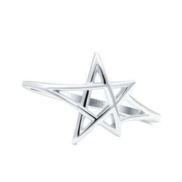 Star Oxidized Band Solid 925 Sterling Silver Thumb Ring (11mm)